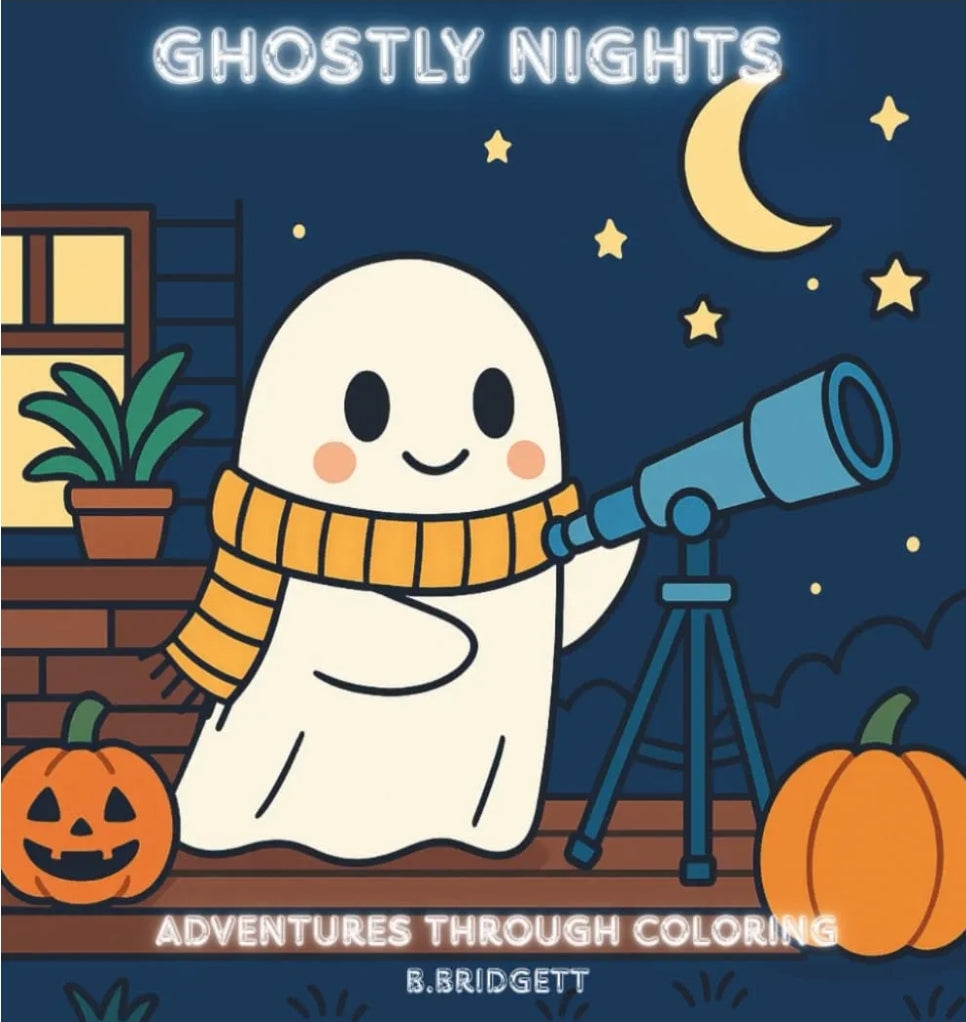 Ghostly Nights: A Cute & Cozy Halloween Coloring